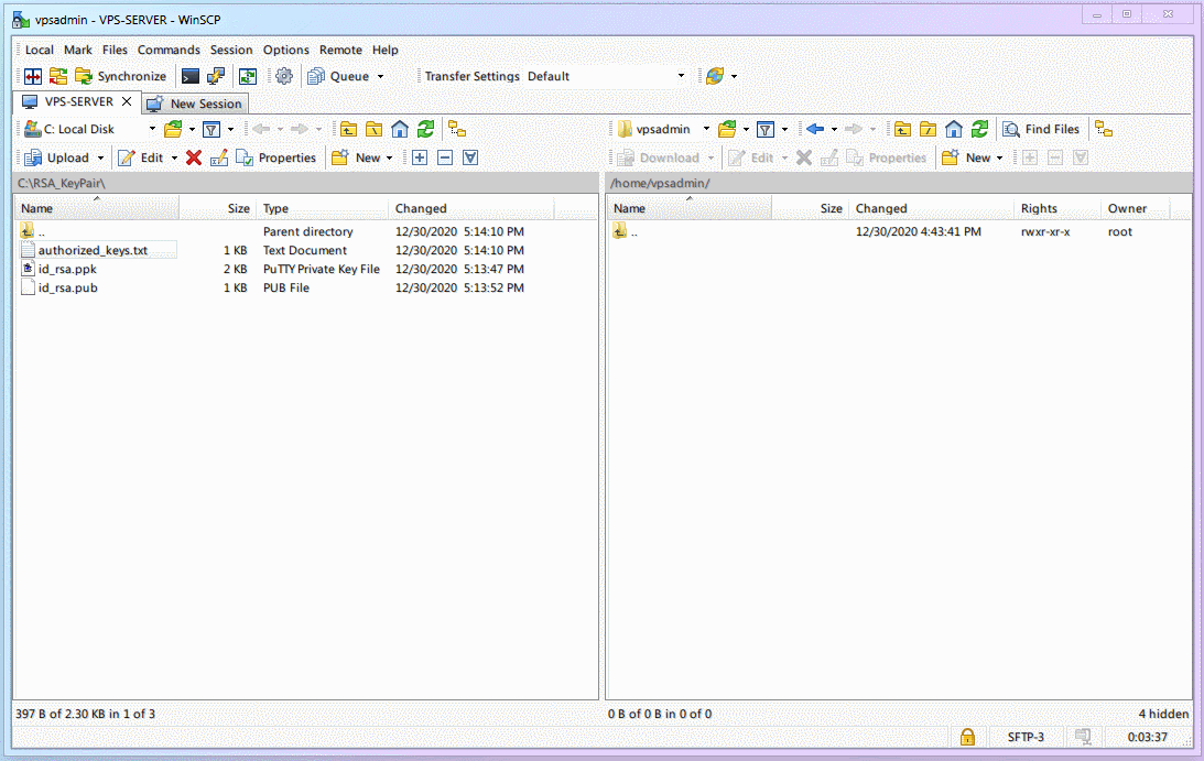 Complete demonstration of WinSCP operation